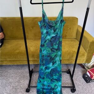 Elegant Blue and Green Women's Dress